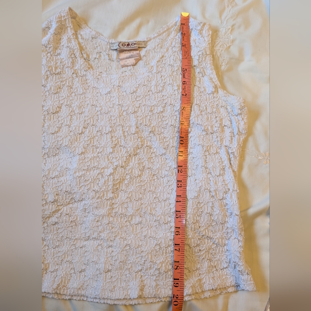 Fitted Cream Tank Top with Embellished Texture - Picture 6 of 6